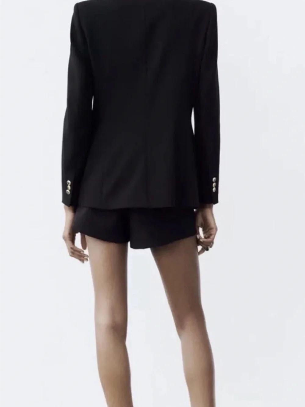 Zara Black Double-Breasted Blazer with Gold Buttons - Picture 5 of 6